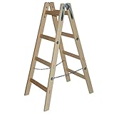 Systafex® Leiter Doppelstufenleiter Malerleiter Elektrikerleiter Stehleiter Holzleiter (4 Stufen)...