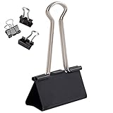 D.RECT Metal Foldbackklammern | Verpackung 12 Stück, 51mm | Schwarz | Vielzweckklammern, Metall...