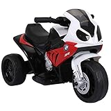 HOMCOM Elektro Kindermotorrad Kinderfahrzeug Elektro-Dreirad mit Akku Rot PP + Stahl 66 x 37 x 44 cm