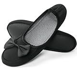 OFFCUP Damen Ballerina Hausschuhe Hausschuhe Loafer Slipper mit Eleganter Schleife und Memory Foam...