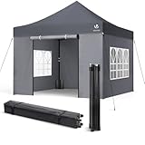 VOUNOT Pavillon 3x3m Wasserdicht Stabil Winterfest, Pop Up Faltpavillon mit 4 Seitenteilen und 4...