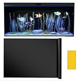 NEWHE Selbstklebende Aquarium Hintergrundfolie Schwarz 30x200cm | PET- Aquarium Rückwand mit Glatte...