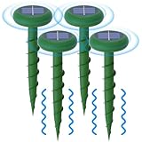 Maulwurf Vertreiber Solar 4 Stück, Ultraschall Maulwurfschreck, mit 3 Abschreckungsmodi, Geeignet...