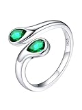 Silvora Ringe Silber 925 Damen Offenes Toi Et Moi Ring für Frauen Smaragd Zirkonia Fingerring 2mm...