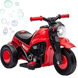 AIYAPLAY Elektro Kindermotorrad, 6V Dreirad mit Seifenblasenmaschine, Musik, Scheinwerfer, Elektro...