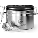 Coffee Gator Kaffeedose Edelstahl, Luftdicht Vorratsdose mit Deckel, Datum Tracker,...