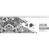 Zettler Tischquerkalender Schwarz 2026 – Bürokalender 30x10 cm, Wochenkalender mit 1 Woche auf 2...