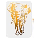 MAYJOYDIY Elefanten Schablone 29.7 × 21cm Große Malschablone Mit Waldtieren Und Pinsel...