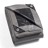 GUARD SHIELD Abdeckplane mit Ösen Wasserdicht 2m x 3m Grau/Schwarz Plane Gewebeplane 160g/㎡...