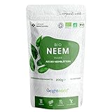 BIO Neem Pulver - Reines Azadirachta Indica Neembaum Pulver - 200g Vegan Niembaum Powder Extrakt -...