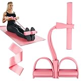 Flintronic Oberschenkeltrainer Beintrainer, 4 Spannseil Sit-Up Fitness-Zugseil Pedal,Multifunktions...