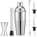 Cocktail Shaker Set, 750ML 6 Teiliges Edelstahl Barkeeper Kit Geschenk, Profi Cocktail Shaker Set...