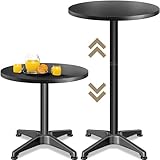 Casaria® 2in1 Stehtisch Höhenverstellbar 70 cm / 115 cm Hoch Aluminium Ø 60 cm Rund Wetterfest...