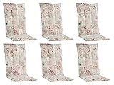 Gartenstuhlauflagen Hochlehner 6er Set - 120 x 50 cm - Beige - Baumwolle - Polyester -...