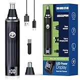 Nasenhaartrimmer 2 in 1 Nasentrimmer Ohrhaartrimmer mit LED-Anzeige, USB Wiederaufladbar...