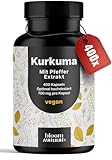 Kurkuma Kapseln Hochdosiert - 400 Kapseln (13 Monate) mit 700mg mit Curcumin & Piperin - vegan und...