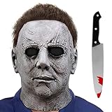 Michael Myers Maske für Kinder Michael Myers Halbgesichtsmaske mit Elastischem Band Blutiges Messer...