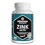 Zink-Bisglycinat hochdosiert, 25 mg Zink pro Tablette, 1 Jahresvorrat an veganen Tabletten, hoch...