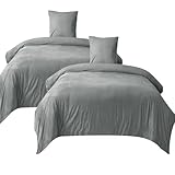 WOLTU Fleece Bettwäsche 135x200 cm 2-teilig, Bettbezug 2er Set mit Kopfkissenbezug 80x80 cm,...