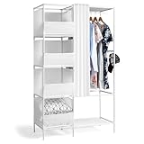 LEADZM Kleiderschrank offen, Kleiderständer freistehende Garderobe mit Kleiderstangen,...