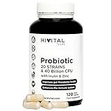 Probiotikum 20 Bakterienkulturen 40 Mrd KBE mit Inulin und Zink. 120 vegane Kapseln für 2 Monate....