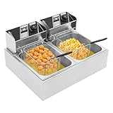 6+6L Edelstahl Elektrische Doppelter Friteuse, 2.5KW+2.5 KW Kommerzielle Zwei-Behälter-Fritteuse...