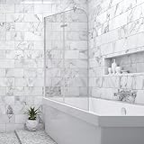 Jiubiaz Duschwand für Badewanne 100x140cm, 2 Teilige Faltbare Glas Duschtrennwand aus 6mm...
