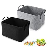 2er Pack Aufbewahrungskörbe, Filzkorb Groß Filzbox Aufbewahrung Filztasche mit 2 Weichen Griffen...
