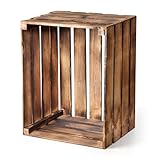 PINEEA Holzkiste Groß - Obstkiste Holz - Deko Weinkiste - 1 Stück Geflammt Vintage Holzbox...
