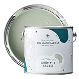MissPompadour abwaschbare Wandfarbe Grün mit Salbei 2,5L - hohe Deckkraft & Ergiebigkeit - matte,...