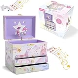 Jewelkeeper Musikalisches Schmuckkästchen Kinder Mädchen - Einhorn Schmuckkasten mit Glitzer...