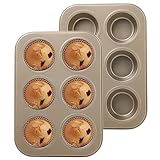 2er Pack Karbonstahl Muffinblech für 6 Muffins - Muffinform - Antihaftbeschichtet Backform -...