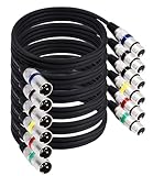 Xespis 6 Stück 1.5M XLR Kabel Premium Symmetrisches XLR Mikrofonkabel, Pin DMX Microphone Signal...