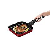 HOMELUX Grillpfanne, 14 cm, antihaftbeschichtete Pfanne mit Ausguss, Steakpfanne induktion -...