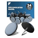shinfly Möbelgleiter Teflon Set mit Nagel - 24 Stück Ø 19 mm Blau Runde Teflongleiter, Effektive...