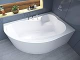 BADLAND Badewanne Original Weiß Acryl Wanne Eckbadewanne MEGA 160x105 Rechts KOMPLETTSET SET mit...