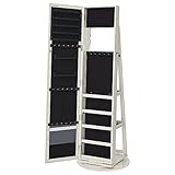 SONGMICS Schmuckschrank, Standspiegel, Spiegelschrank, mit Ganzkörperspiegel, um 360° drehbar,...