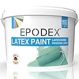 EPODEX® Latexfarbe Matt | Abriebfest | Abwaschbar | Strapazierfähig | Geruchsarm | Hohe Deckkraft...