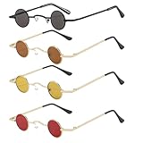 4 Paar Retro Kleine Runde Sonnenbrille,Vintage Sonnenbrille Hip Hop Sonnenbrille Brillen UV400...