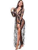 VicSec Damen Robe Spitze Sexy Dessous Kimono Transparent Robe durchsichtiges Kleid Nachthemd...