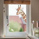 Funlife Fenstersticker Fensterfolie Statisch Haftend Wald Tiere Fenster Sticker Lustige Giraffe...