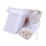 JGYCVBU 100 Stück Organzabeutel 8 x 10 cm, transparent, für Gastgeschenke, Kommunion, Hochzeit,...