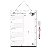 Menüplaner Dots zum Aufhängen I DIN A4 I 21 x 29,7 cm I Essensplaner schwarz weiß gepunktet I...