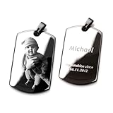 Diamandi Dog-Tag Kette mit Foto-Gravur I Ihr Bild + Text gravieren I Personalisierter...