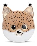 NICI Kuscheltier Kissen GLUBSCHIS Luchs Lenzo 32 x 32 cm - Flauschig-weiches Kuschelkissen für...