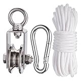 KCNOFNC 40mm Umlenkrolle mit 2 Kugellager, Fitness flaschenzug mit 10m Nylon Seile und...