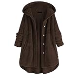 Duohropke Hoodie Plüsch Jacken Für Damen Lange Ärmel Kapuzenpullover Lang Wintermantel Ladies...