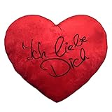Plüschkissen extra groß ca. 60 cm rotes Herz Kissen incl. Füllung bestickt mit 'Ich liebe Dich'