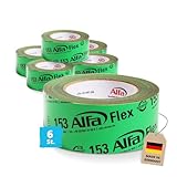 Alfa 6x Flexibles Hochleistungsklebeband 50 mm x 25 m Profi-Qualität Dampfbremsen Dampfsperren...