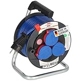 Brennenstuhl Garant Kompakt IP44 Kabeltrommel (15m Kabel in blau, Spezialkunststoff, kurzfristiger...